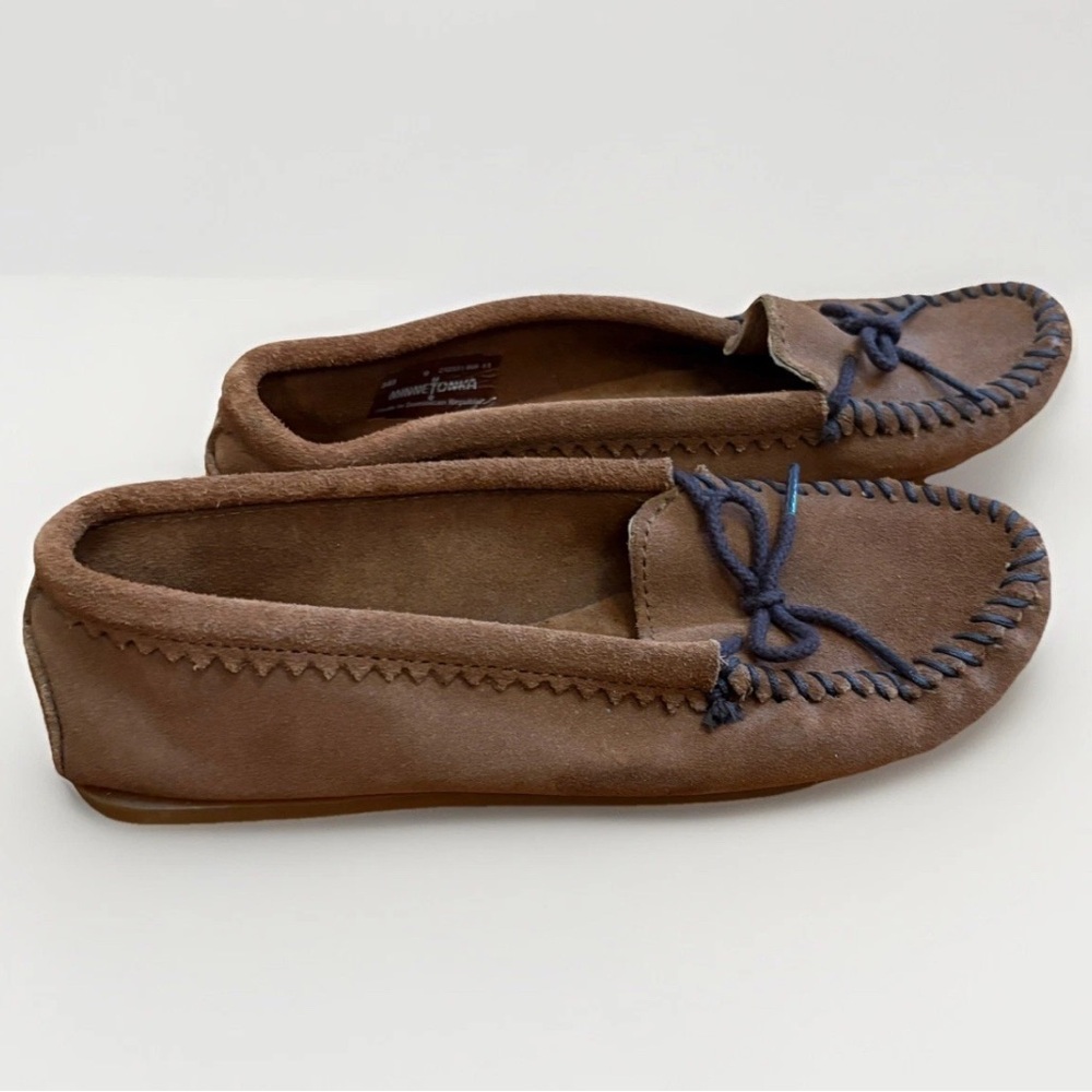 Minnetonka Brown Suede Leather Moccasins Women’s Low Top Boho Shoes Size 9